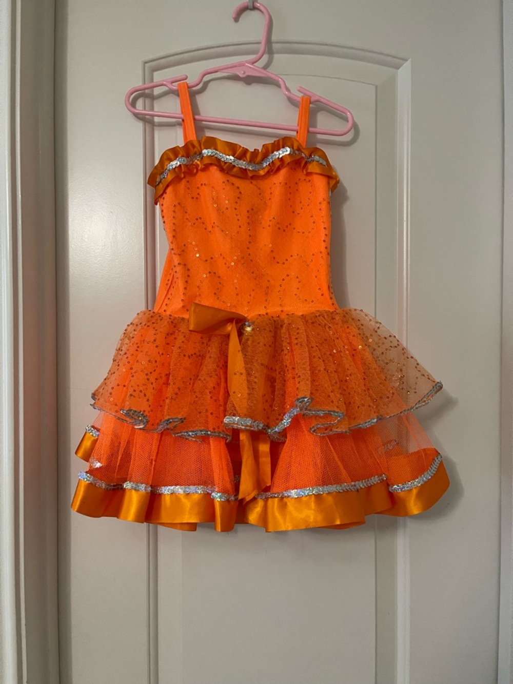 🎀Girls Orange Sparkle Tutu Costume Dress